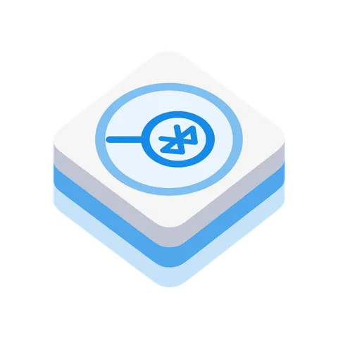 Universal BLE’s Bluetooth symbol inside a blue ring on a layered isometric tile.